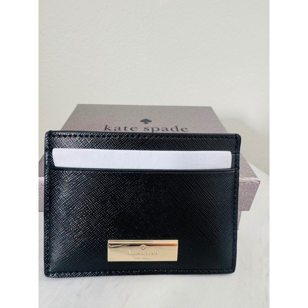 Kate Spade Kenzie Card‎ Case, Slim Chic, Designer, Black Leather, NWT - Picture 6 of 12